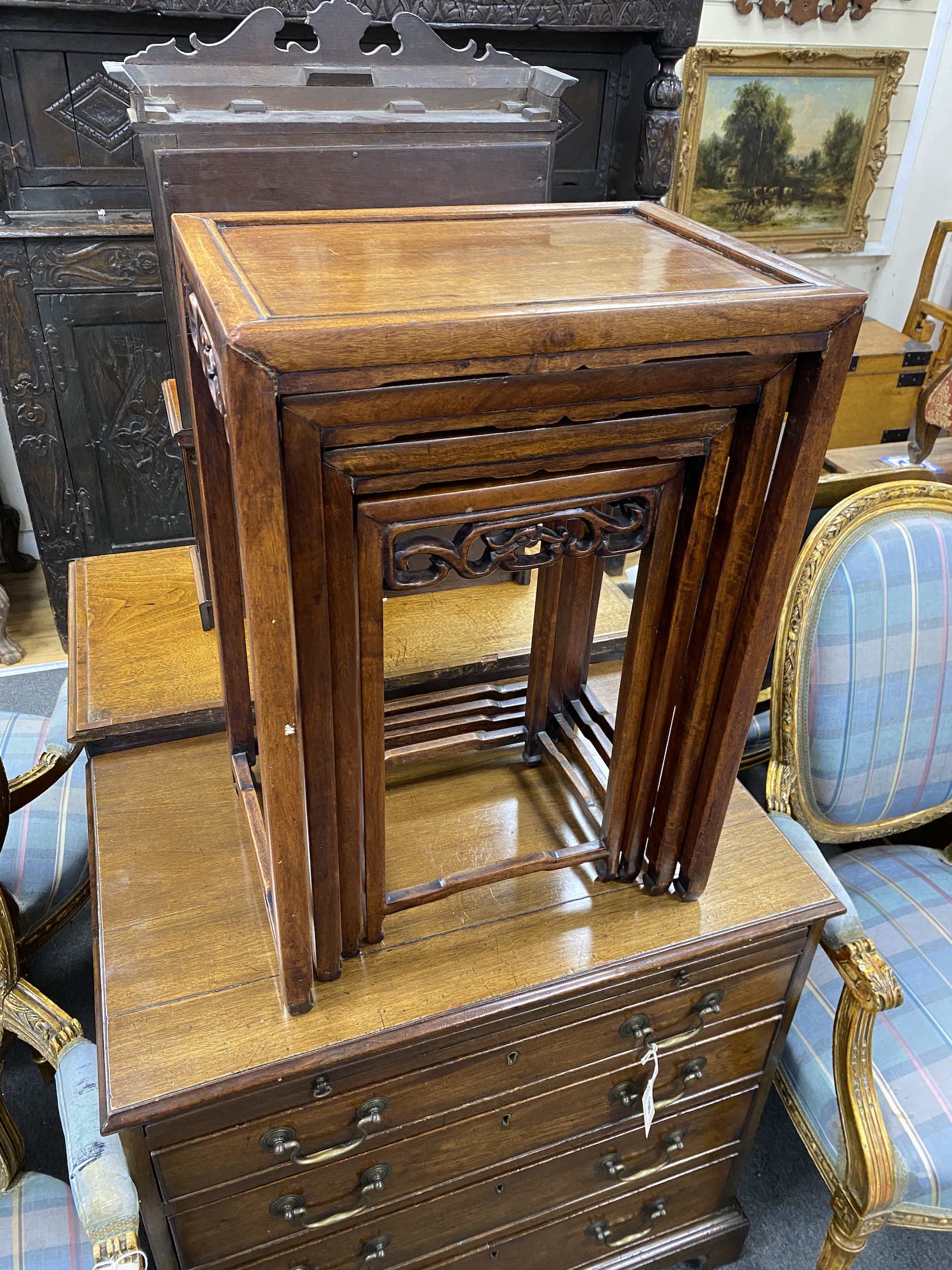 A quartetto of rectangular Chinese hardwood tables, width 44cm, depth 33cm, height 63cm